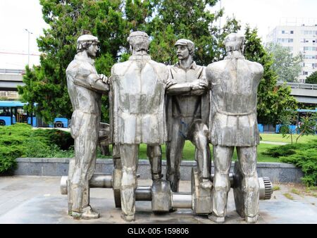 Munkások szoborcsoport - Budapest-stock-foto