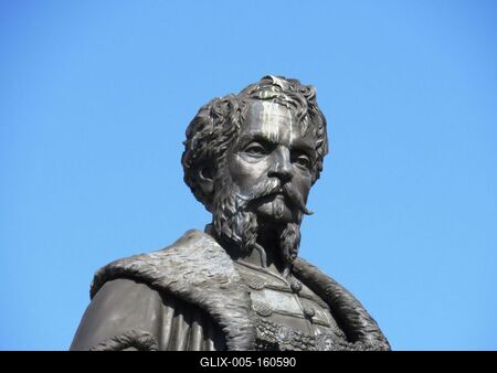 Gróf Andrássy Gyula lovasszobra a Kossuth téren-stock-foto