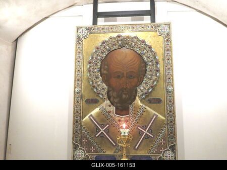 Szent Miklóst ábrázoló ikon Bariban-stock-foto