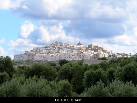 Ostuni olajfák gyûrûjében - Olaszország-stock-foto