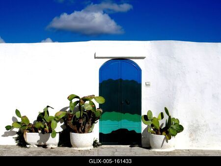 Ostuni fal kaktuszokkal-stock-foto