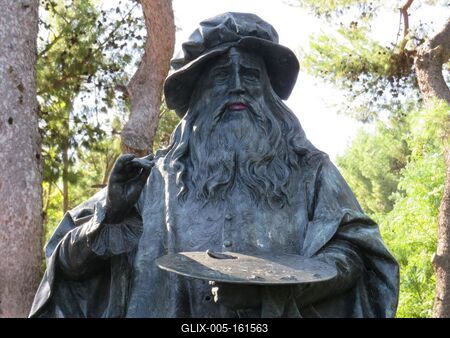 Leonardo da Vinci mellszobra Tarantóban - Olaszország-stock-foto