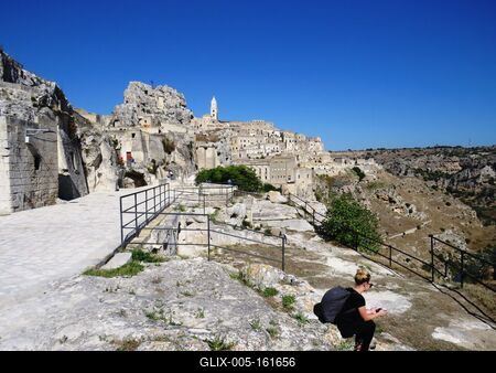 Matera kõváros és a Gravina-völgy - Olaszország-stock-foto