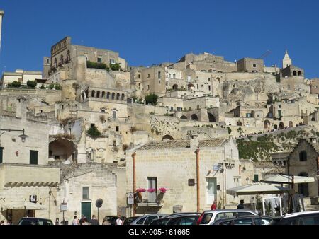 Matera kõváros -Idegenforgalom - Olaszország-stock-foto