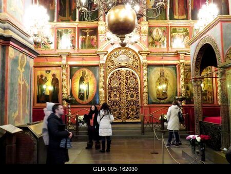 A Kreml Rizopolozsenyije templomának belseje-stock-foto