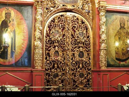 A Kreml Rizopolozsenyije templomának belseje-stock-foto