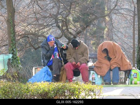 Hajléktalanok Budapesten-stock-foto