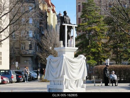 Kovács Béla szobra Budapesten-stock-foto
