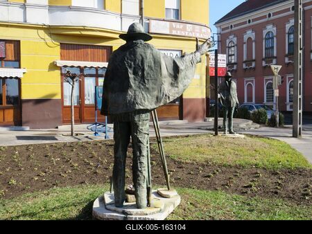 Beszédes József szoborcsoport - Dunaföldvár-stock-foto