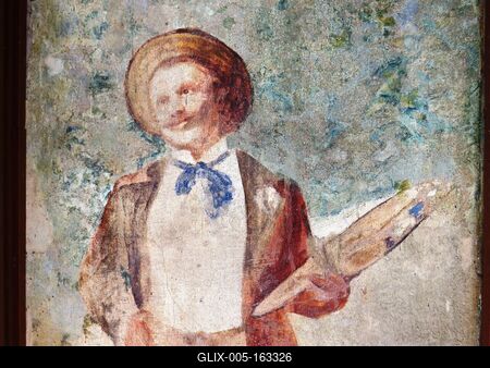 Csók István sefl-portrait fresco - Cece - Memorial museum-stock-foto