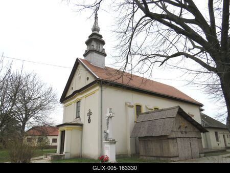 Nagykarácsony - Church and Natiovity Scene-stock-foto