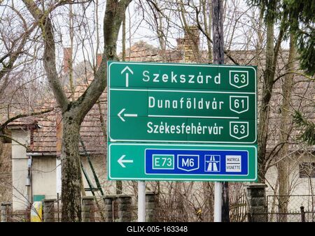 Road signs in Cece - Hungary-stock-foto
