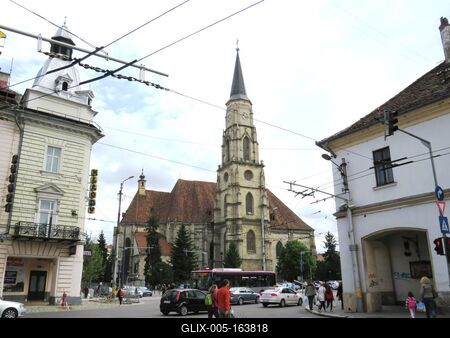 Cluj-Napoca (Kolozsvár), 8 May 2017The St. Michael Church.A Szent Mihály templom (1487).-stock-foto