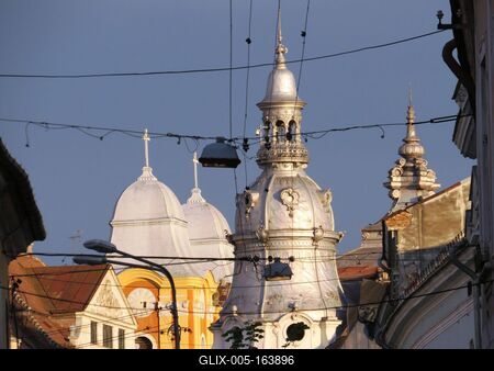 Cluj-Napoca (Kolozsvár), 8 May 2017Towers.Kolozsvári tornyok.-stock-foto