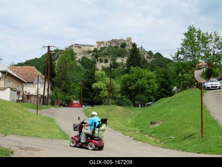 Disabled man - Sirok Castle - Hungary-stock-foto
