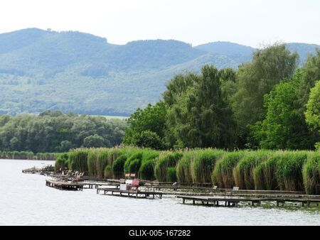 Lake of Diósjenő - Fishing pers - Landscape-stock-foto
