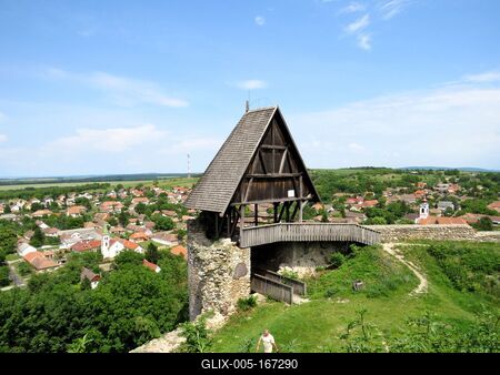 Nógrád Castle and setllement-stock-foto