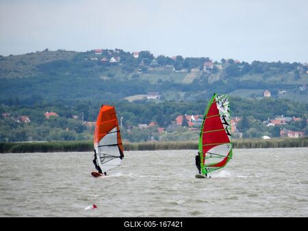 Surfers on Velence Lake - Hungary - Sport-stock-foto