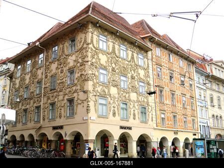 Luegg Houses - Graz - Main Square-stock-foto