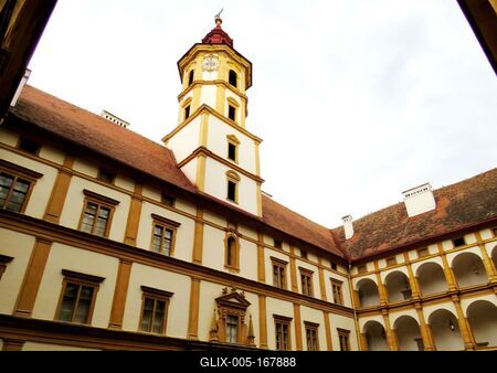 Patio of Eggenberg Castle - Graz - Austria-stock-foto