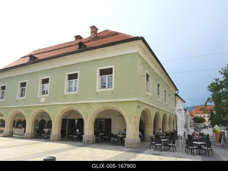 Café undr the arcades - Austria-stock-foto
