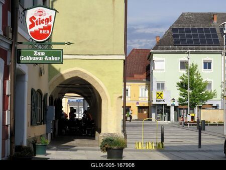 Völkermarkt Main Square-stock-foto