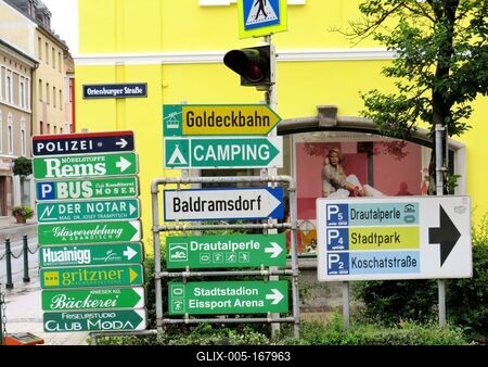 Direction signs - Spittal - Austria-stock-foto