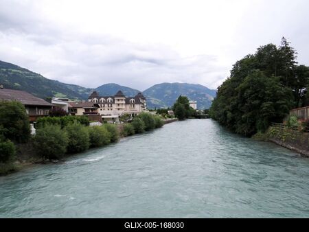 Insel river - Grand Hotel - Lienz -Austria-stock-foto