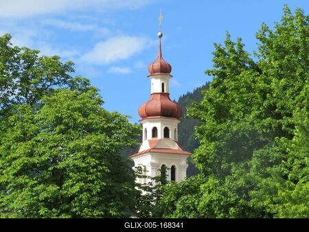 Tower under the Alps - Lienz - Austria-stock-foto