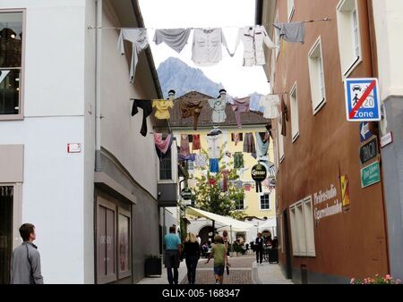 Lienz - Pieces of clothes hanging on a rope-stock-foto