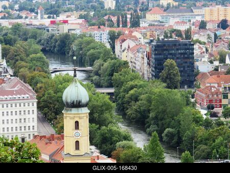 View of Graz from the Castle Hill - Drava - Austria-stock-foto