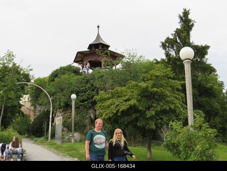 Graz - Castle Hill - Pagoda - Austria-stock-foto