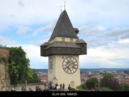 Tower Clock - Graz - Austria-stock-foto