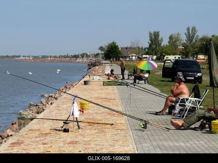 Fishermen  - Lake Velence - Hungary-stock-foto