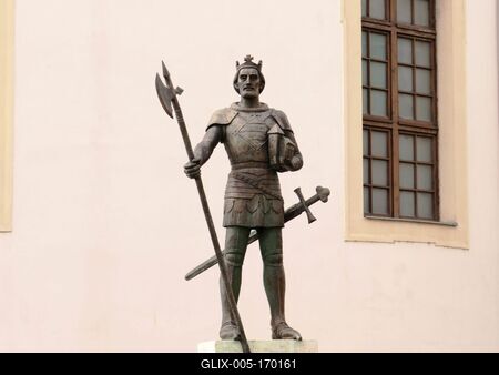 Statue of King St. Ladislaus - Mosonmagyaróvár-stock-foto