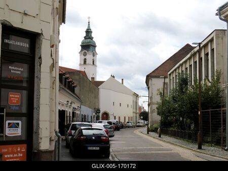 Mosonmagyaróvár - Downtown-stock-foto