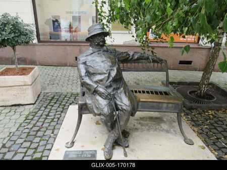 Statue of Habsburg Frigyes - Mosonmagyaróvár-stock-foto