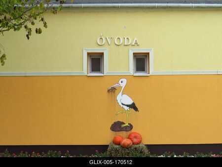 Kindergarten decoration with stork - Hungary-stock-foto