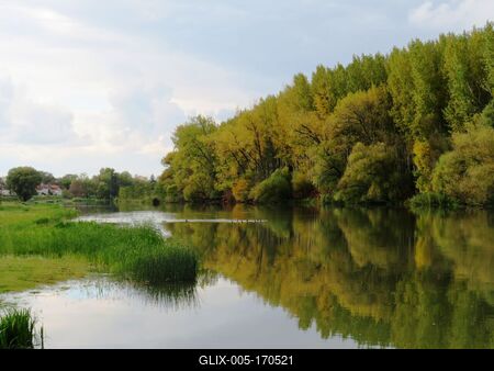 Danube Branch at Mecsér - Nature - Hungary-stock-foto