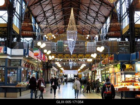 Budapest Great Market Hall - Christmas-stock-foto