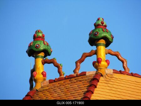 Cifra Palace Roof decoration - Kecskemét - Hungary-stock-foto