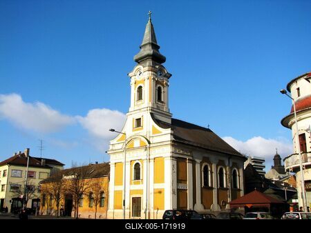 Kecskemét - City view - Greek Oriental Church-stock-foto