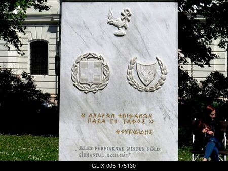Memorial stone of greek Historian Thucydides - Budapest-stock-foto