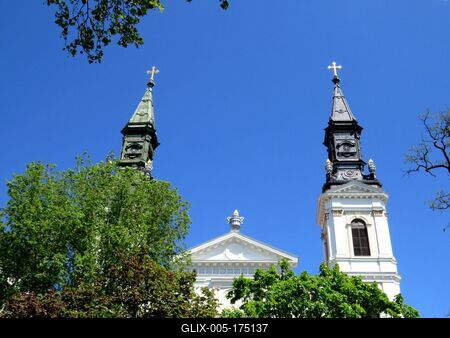Towers of the Ortodox Church of Assumption - Budapest-stock-foto