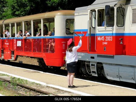 Children's railway - Train starting - Budapest-stock-foto