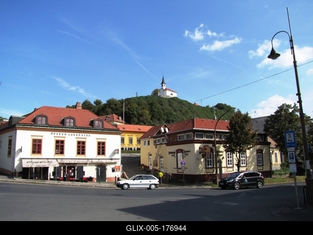 City view of Esztergom - HUngary - Calvary Chapel-stock-foto