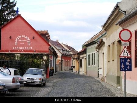 Sztreet of Esztergom - Ancient city center - Hungary-stock-foto