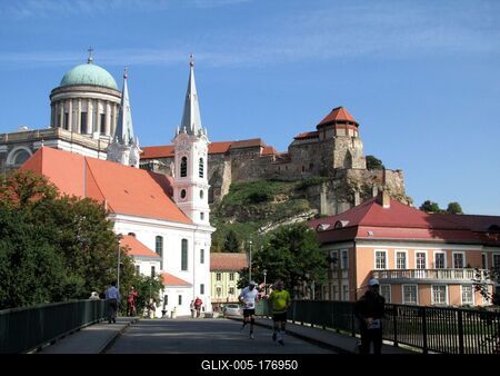 View of Esztergom Castle and Dome - Hungary-stock-foto