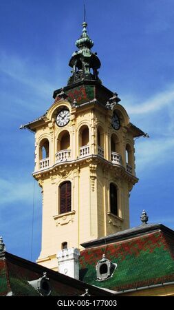Tower of Szeged Town Hall - Hungary-stock-foto