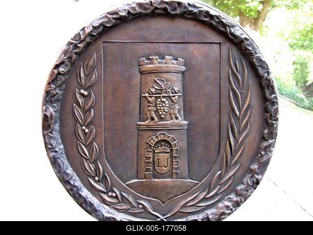 Historical City Seal of Pécs - Hungary-stock-foto